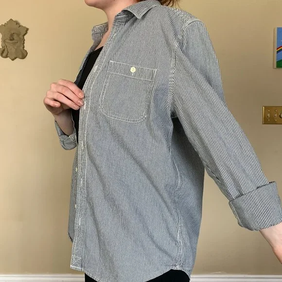 Navy Striped Button-up - Picture 2 of 11